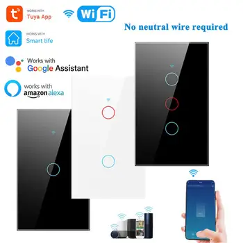 TUYA WiFi Bluetooth Smart Touch Prepínač Č Neutrálne Line Dotykový Panel Smart Home Pracuje S Inteligentného Života Aplikáciu Cez Alexa Domovská stránka Google