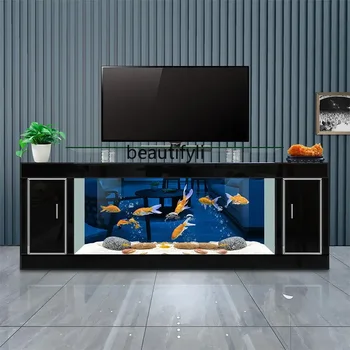 TV Skrinka akvárium Domácnosti Poschodí Veľké Ekologické Terénne úpravy Skla Zmeniť Voda Ryby Svete