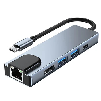 Typ C Pre RJ45 USB 3.0, USB, C HUB Typ C Splitter Na -Kompatibilné 4K Dokovacej Stanice Notebook Adaptér, S PD RJ45, USB
