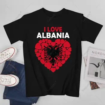 Unisex Mužov Milujem Srdcom Albánsko Albánska Tričko Tees, T Košele Ženy, Chlapcov 100% Bavlna T-Shirt