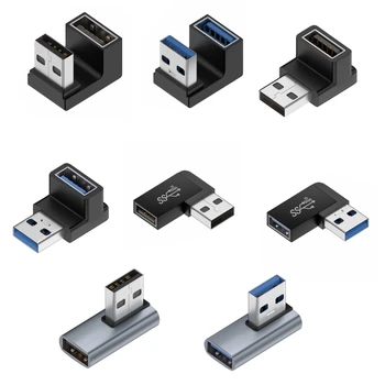 USB Mužov a Žien Ľavej 90 Stupeň Otočiť Adaptér USB3.0 mužmi Koleno