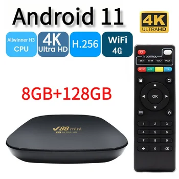 V88Mini TV Box Android 11 2023 Allwinner H3 Quad Core Cortex-A53 4G WiFi 4K HD 3D HDR10 H. 265 128 gb 8 gb Smart tv Iptv