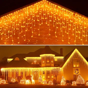 Vianočné Dekorácie Pre Domov Vonkajšie LED Záves Cencúľ String Svetlo Ulici Garland na Dome Zimné 220V 5m Časti 0.6-0.8 m