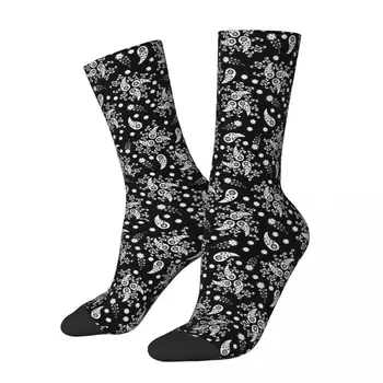 Vintage Vzor Čiernej A Bielej Paisley Kvetinový Bezšvíkové Paisley pánske kompresné Ponožky Unisex Štýl Vytlačené Novinka Posádky Ponožky