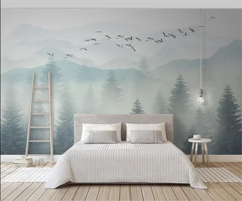 Vlastné tapetu Malé čerstvé misty forest birds Photo maľovanie na stenu, domáce dekorácie pozadí nástennú maľbu 3d tapeta фотообои