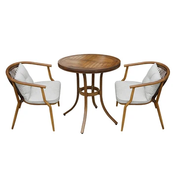Vonkajšie nádvorie sedacia súprava balkón záhrada minimalistický voľný čas stoličky čaj stôl ratan tkané stôl a stoličky