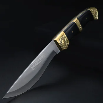 Vonkajšie Pevnou Čepeľou Noža Zlaté Ročníka Zvládnuť Full Tang Wild Prežitie Krájač nôž z Nerezovej Ocele Rovné Nože s Plášťom