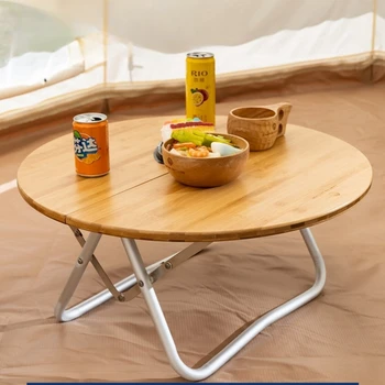 Vonkajší Hliníkový Stôl Skladací Mini Okrúhly Stôl Prenosné Bambusu Skladací Stôl Camping Self-vodičský Tour Stan Tabuľka Nové