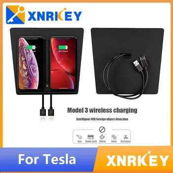 XRNKEY Dual poplatok auta nabíjanie produkt pre Tesla Model 3/S/X/Y rýchle nabíjanie bezdrôtová nabíjačka do auta pre iPhone/ Samsung/Huawei