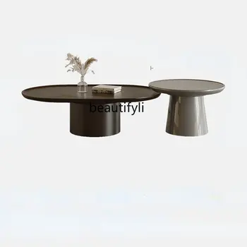 yj Svetlo Luxusné Tichý Štýl Veľký a Malý Konferenčný Stolík Moderný Minimalistický Čaj Stôl Oválny