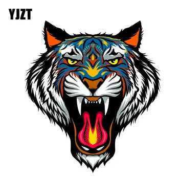 YJZT 14.7*16.4 CM Farebné Tiger Cartoon Tvorivé Odtlačkový Dekoračné polepy Áut 6C-0012