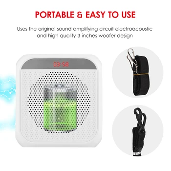 Zosilňovače zvuku Prenosné Dobíjacie Mini Zosilňovač Hlasu LED Displej MIKROFÓN Nahrávanie Funkcia Káblovej Headmount Mikrofón