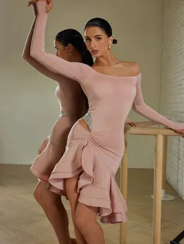 ZYM Nové latinské Tanečné predstavenie Šaty Ružové Black Štýlový Dancewear s Podprsenka a Nohavice ZYMdancestyle #23126
