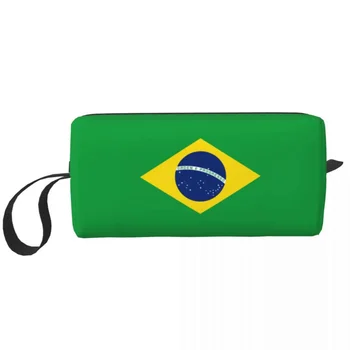 Štátna Vlajka Brazília Veľké make-up Taška Vodotesné Puzdro Cestovné Kozmetické Tašky Skladovanie Vrecko pre Unisex