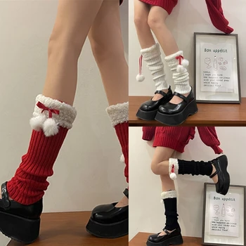 Ženy Zrastov Boot Putá Nohu Kryt Vianočné Chlpaté Výbava Plyšové Loptu Luk Leg Warmers